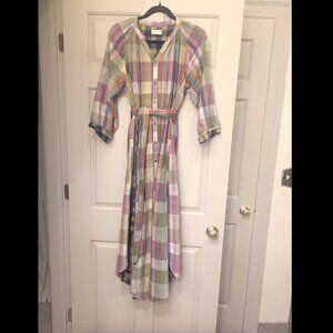 Garmentory Megan Park Rainbow Plaid Cotton Reversible Dress